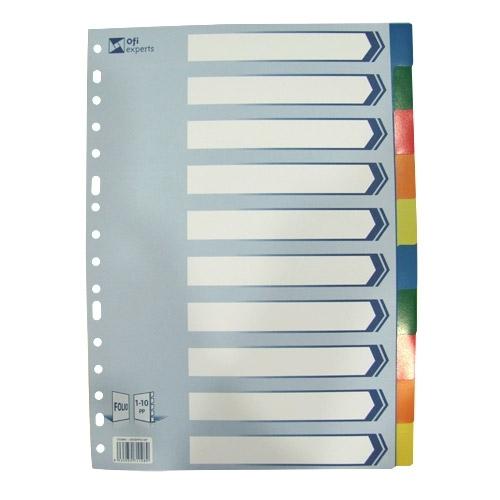 SEPARADOR FOLIO PP 10 POSICIONES 16 TALADROS OFIEXPERTS