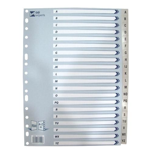 SEPARADOR A4 PP ALFABÉTICO 16 TALADROS GRIS OFIEXPERTS