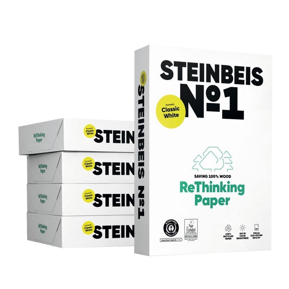 PAPEL A4 100% RECICLADO STEINBEIS PAQ-500 80gr