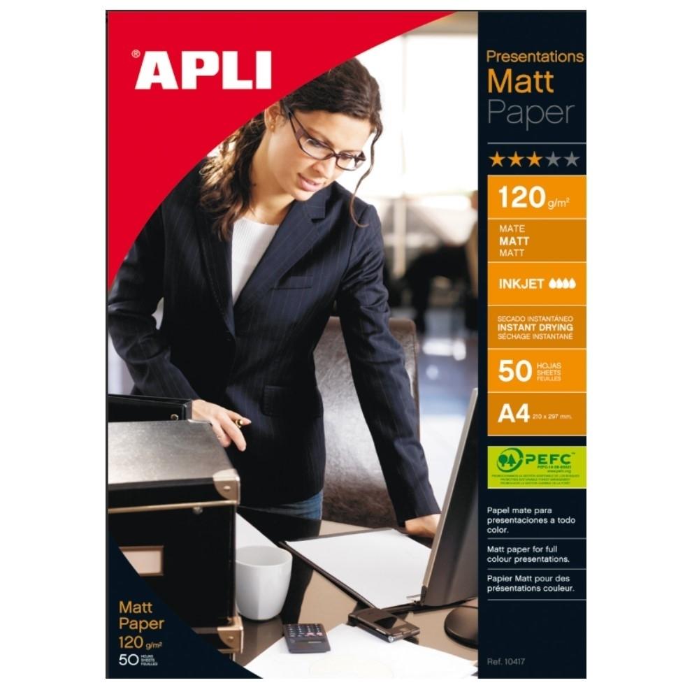 PAPEL A4 FOTOGRAFICO INKJET 120GRS MATE PACK 50H APLI