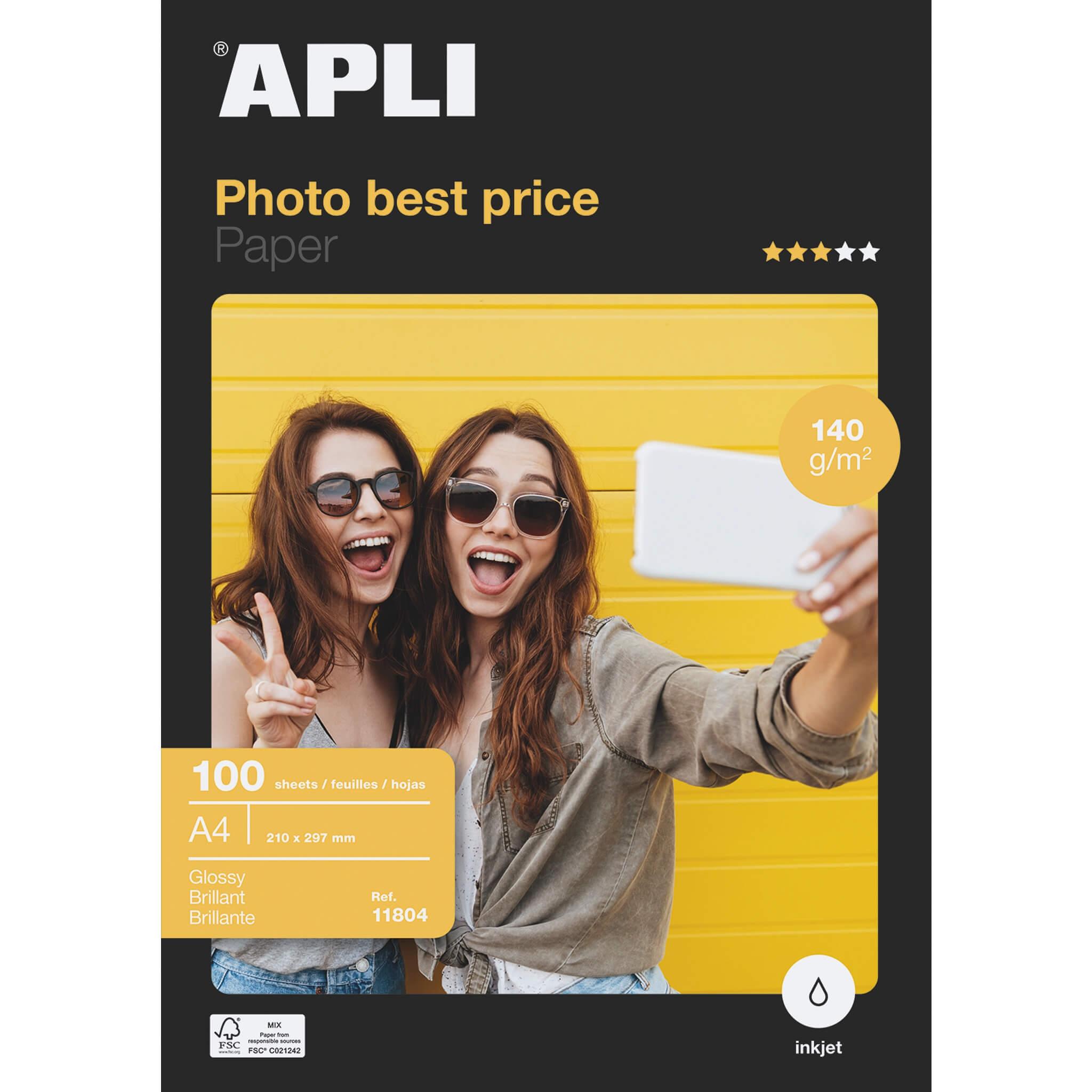 PAPEL A4 FOTOGRAFICO INKJET 140 GRS PACK 100 UDS. APLI