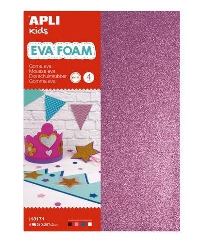 BLISTER GOMA EVA A4 4 HOJAS COLORES SURTIDOS