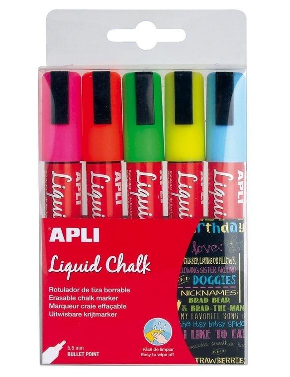 ROTULADOR DE TIZA BORRABLE 5 COLORES