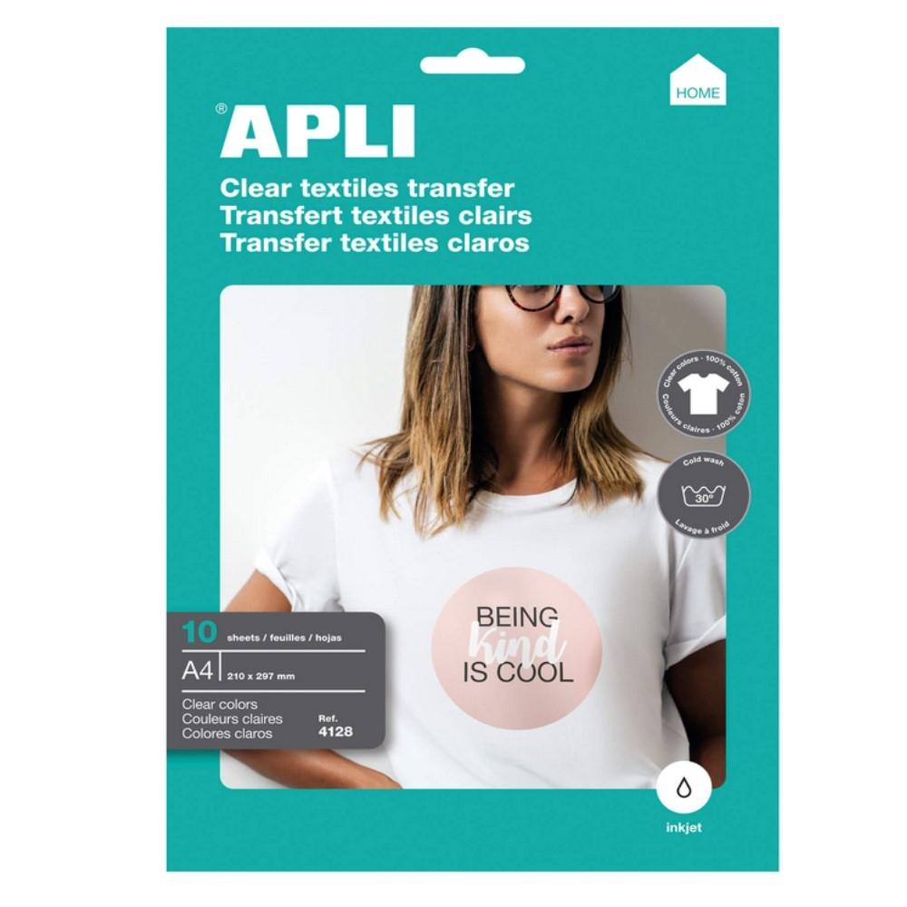 PAPEL TRANSFER A4 CAMISETAS BLANCAS 10 HOJAS APLI