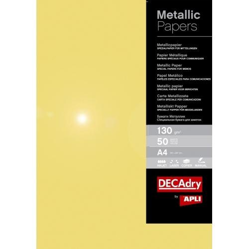 PAPEL METALIZADO ORO 130G. 50HOJAS