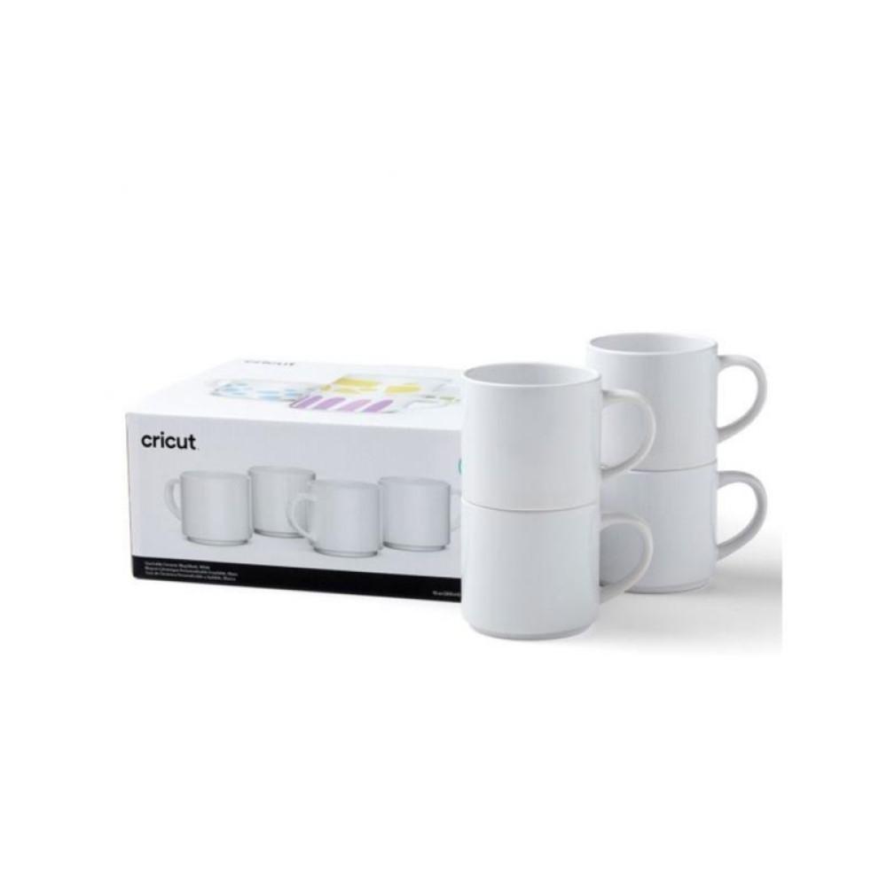 JUEGO 4 TAZAS CERAMICA APILABLES 10 OZ SUBLIMAR CRICUT