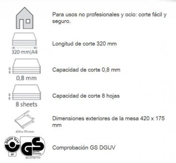GUILLOTINA DAHLE 502 A4 8 HOJAS