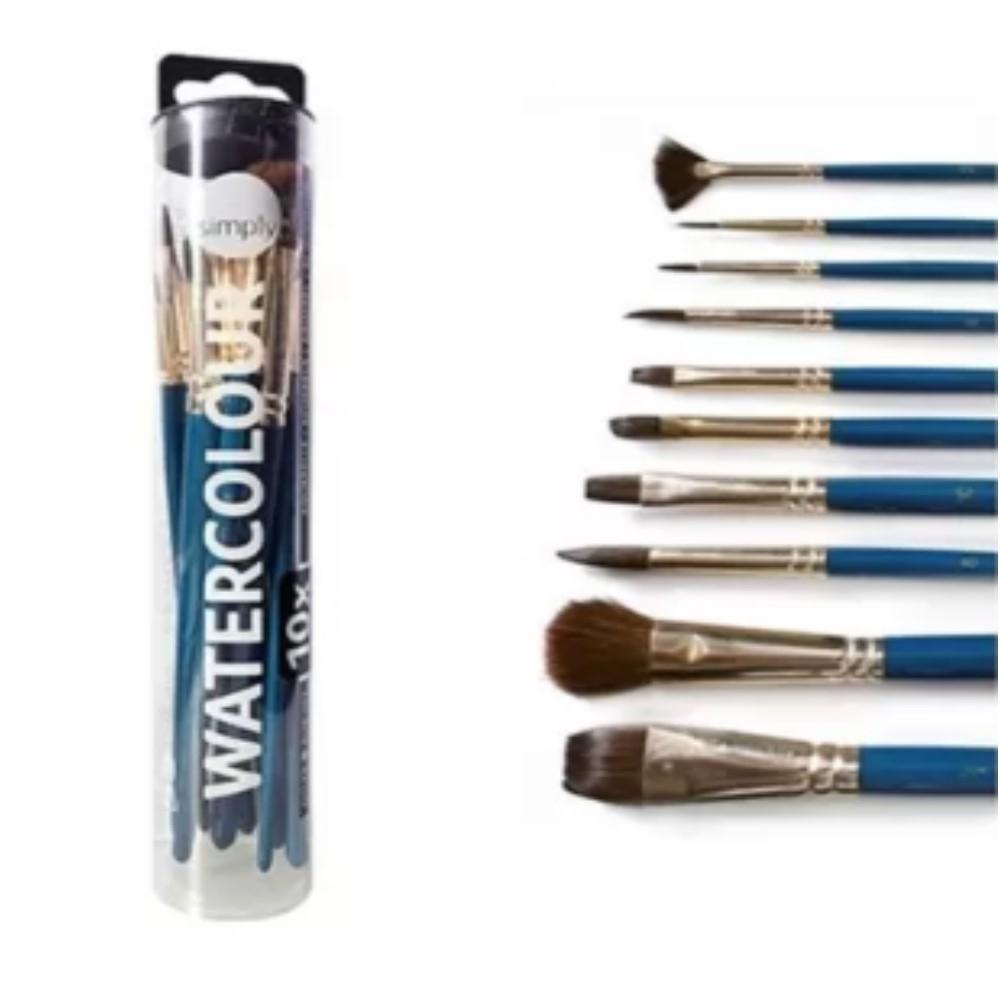 SET 10 PINCES WATERCOLOR PELO SINTETICO ACUARELA