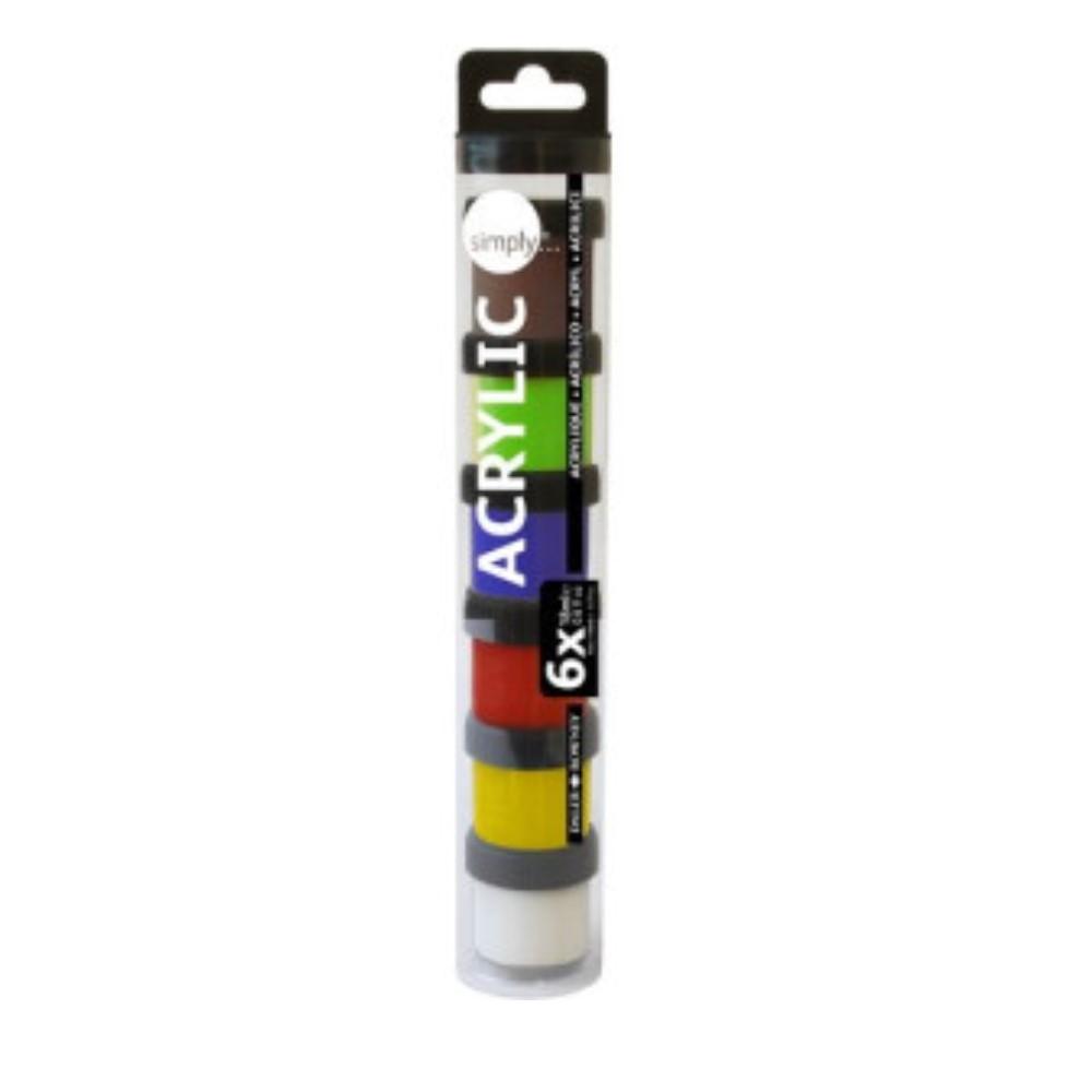 SET 6 PINTURAS ACRILICA TUBO 18ML