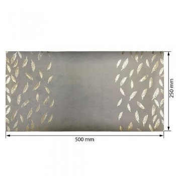 ECOPIEL 50X25CM FOIL DORADO PLUMAS GRIS