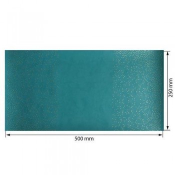 ECOPIEL 50X25CM FOIL DORADO MINI PUNTOS TURQUESA