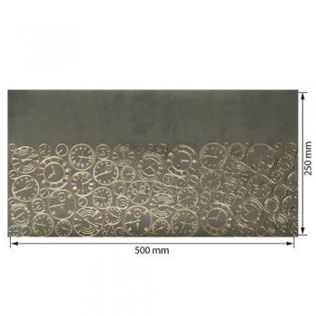 ECOPIEL 50X25CM FOIL DORADO RELOJES GRIS