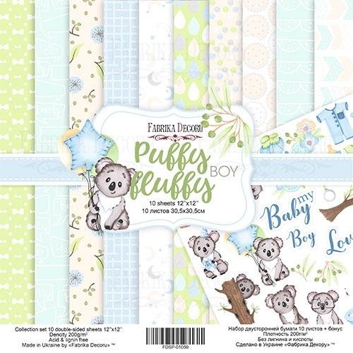 KIT PAPEL DOBLE CARA PUFFY FLUFFY BOY, 12 X 12