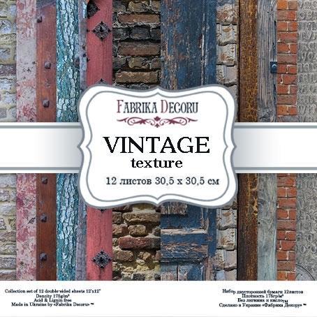 PAPEL DOBLE CARA SCRAPBOOKING SET VINTAGE TEXTURE- 12X 12 - FABRIKA DEGORU