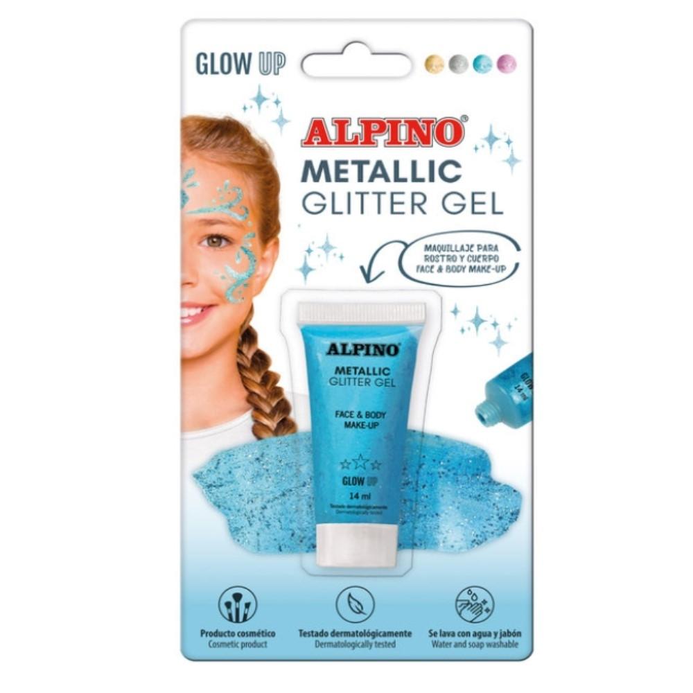 MAQUILLAJE GLITTER GEL METALICO AZUL
