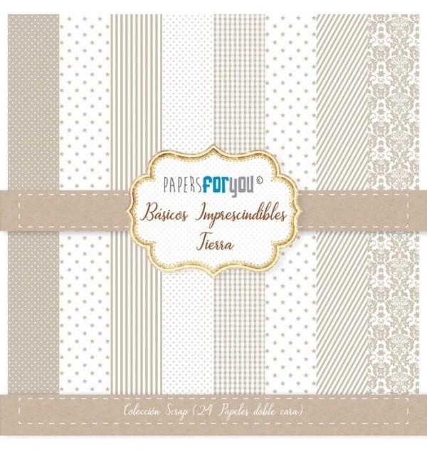 KIT 24 PAPELES MINI SHABBY CHIC TIERRA 17X17 CMS