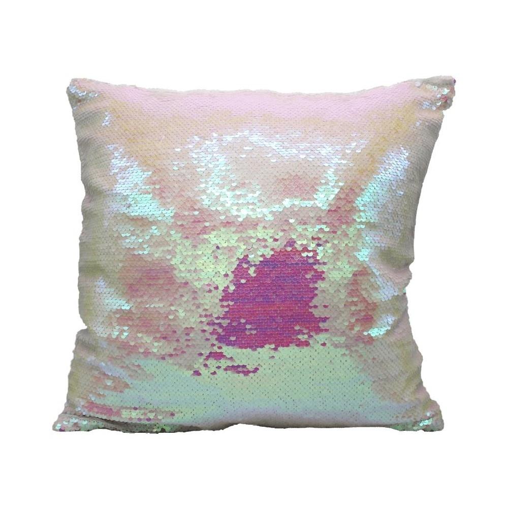 FUNDA DE COJIN LENTEJUELAS ROSA DOBLE CARA 40X40