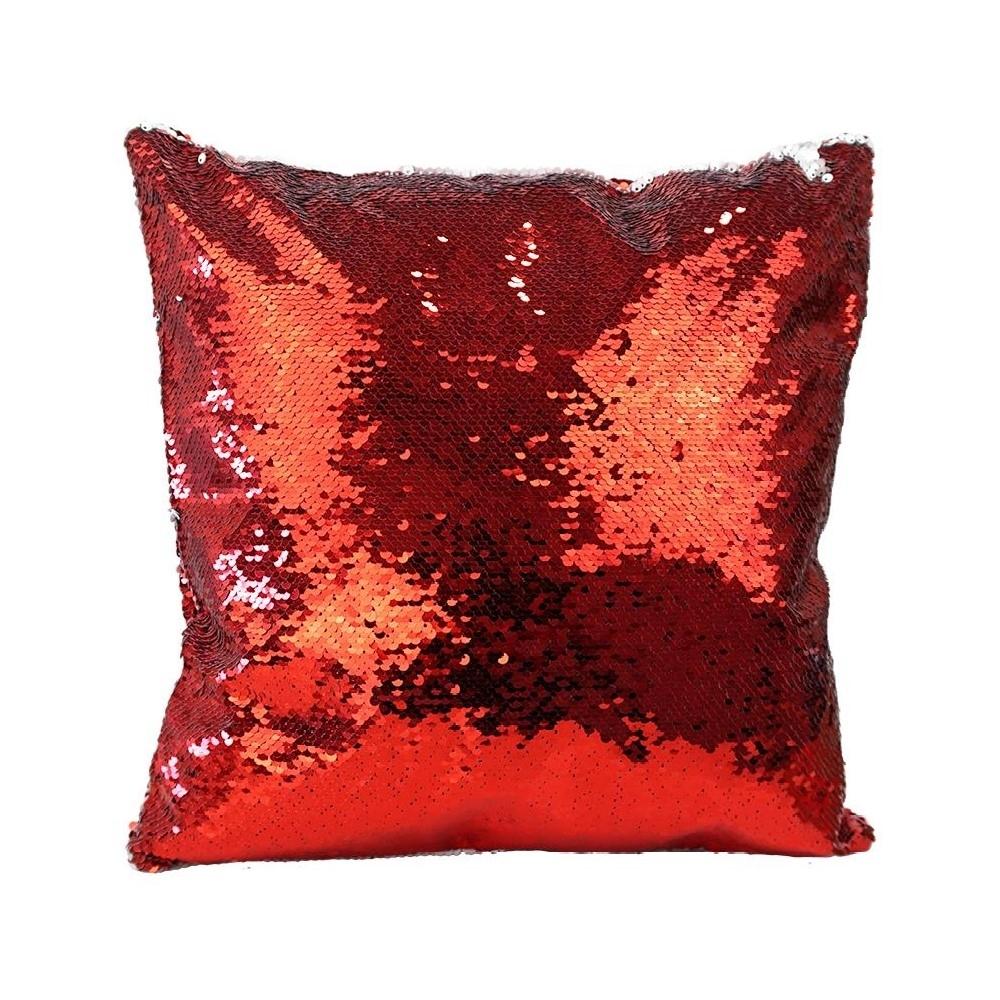 FUNDA DE COJIN LENTEJUELAS ROJO DOBLE CARA 40X40