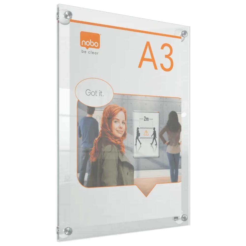 PORTAPOSTER ACRILICO MURAL INTERCAMBIABLE NOBO PREMIUM PLUS A3