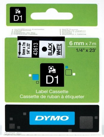 CINTA DYMO D1 6X7 NEGRO BLANCO