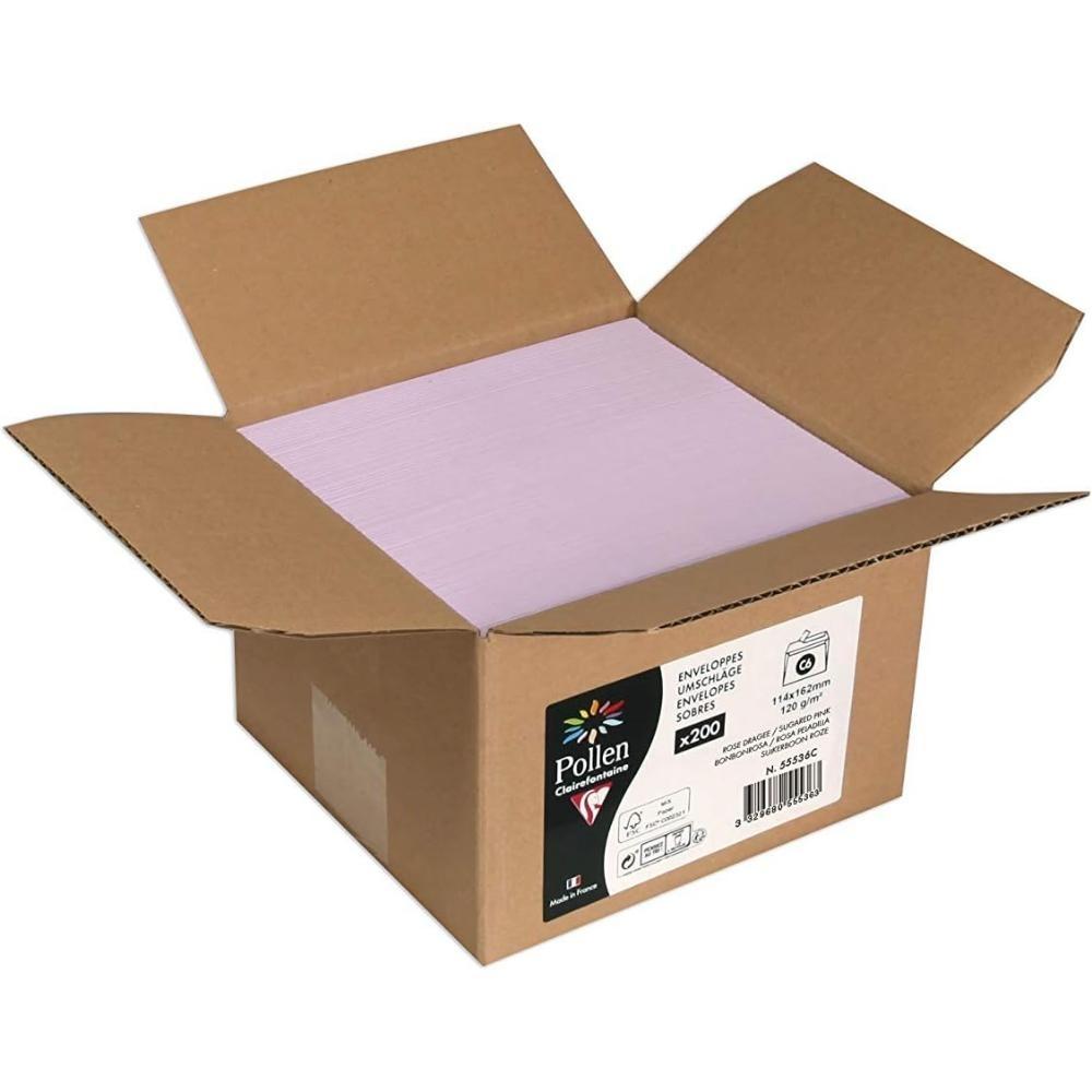 CAJA 200 SOBRES POLLEN 114X162 ROSA PELADILLA 120gr