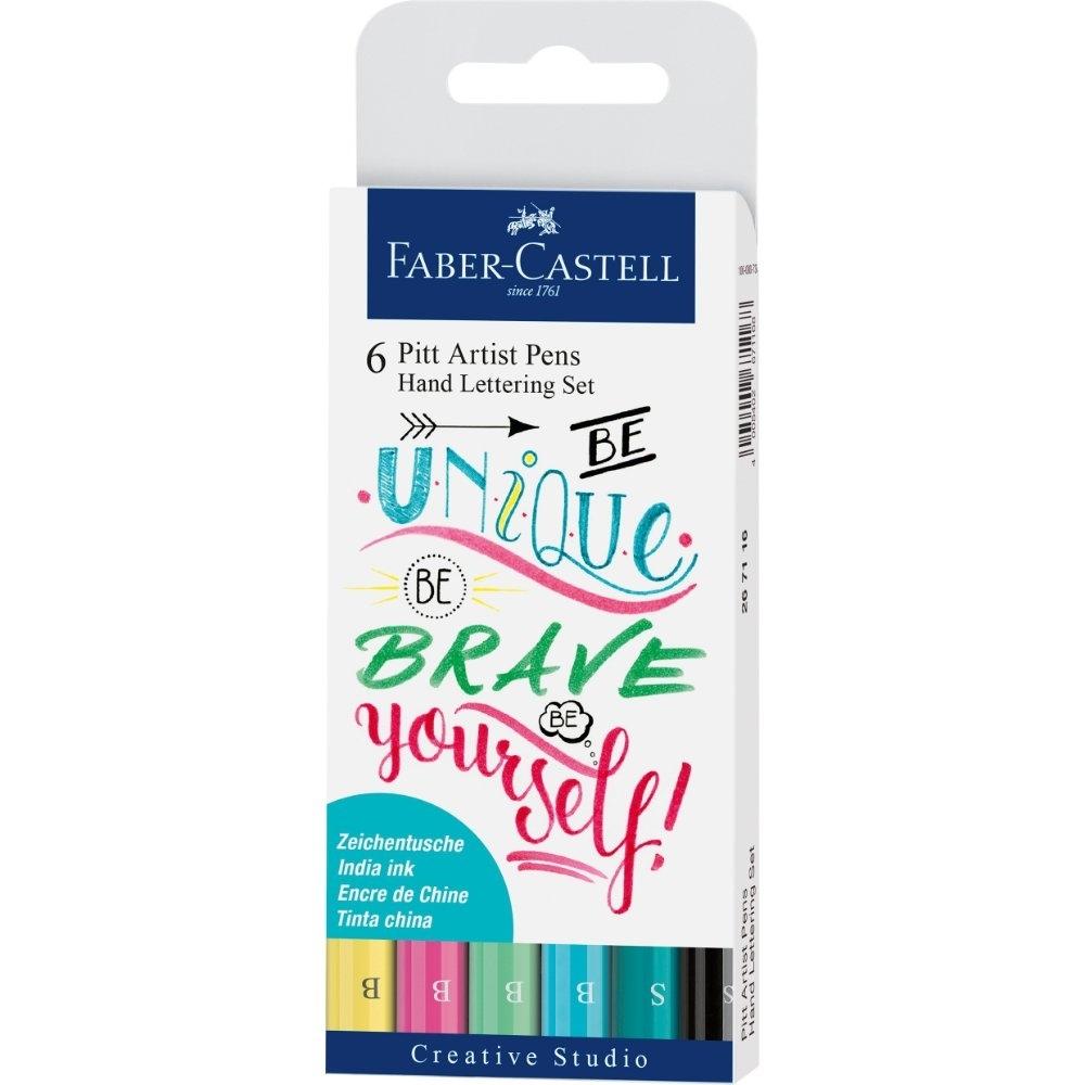 SET 6 ROTULADORES PITT ARTIST COLORES FABER CASTELL