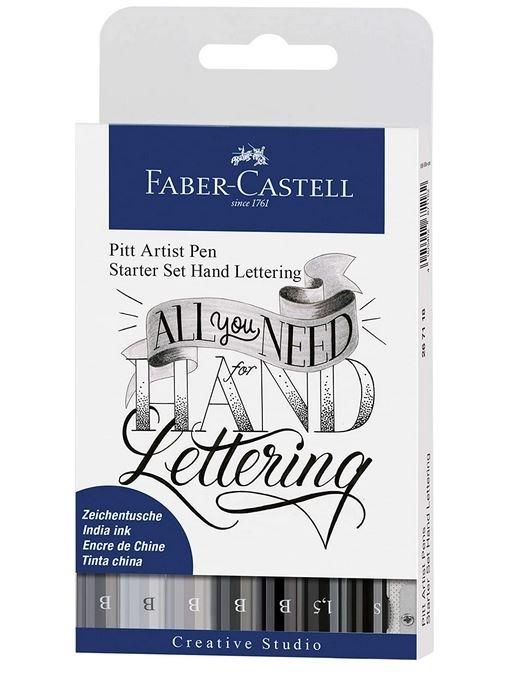 SET 7 ROTULADORES PITT ARTIST LETTERING GRISES FABER CASTELL