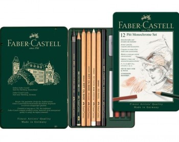 ESTUCHE PITT MONOCHOME 12 PIEZAS FABER-CASTELL