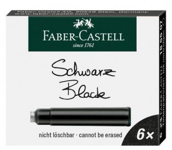 CARTUCHO PLUMA FABER-CASTELL CAJA 6 UDS AZUL, NEGRO Y ROJO