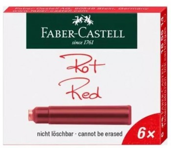 CARTUCHO PLUMA FABER-CASTELL CAJA 6 UDS AZUL, NEGRO Y ROJO
