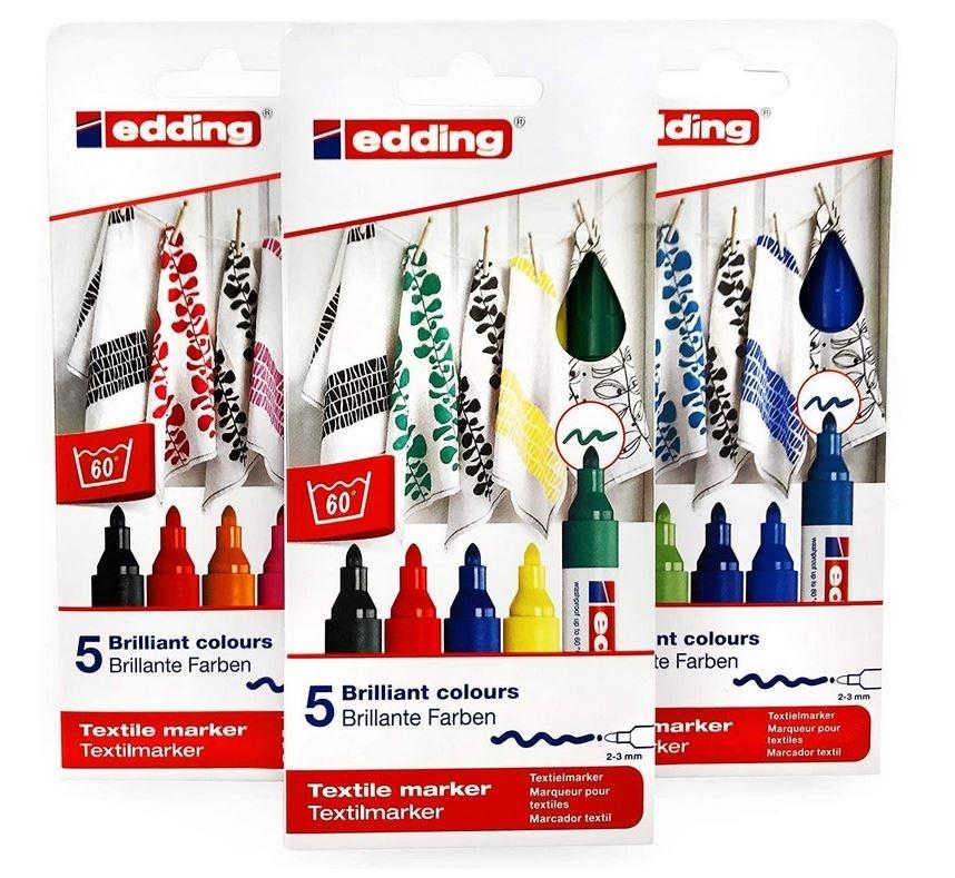 ROTULADORES TEXTILES PACK-5 COLORES GRUESOS
