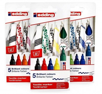 ROTULADORES TEXTILES PACK-5 COLORES GRUESOS