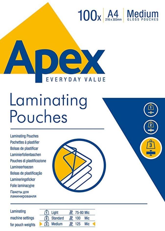 BOLSA PLASTIFICAR A3 80 MICRAS APEX CAJA 100 UDS.