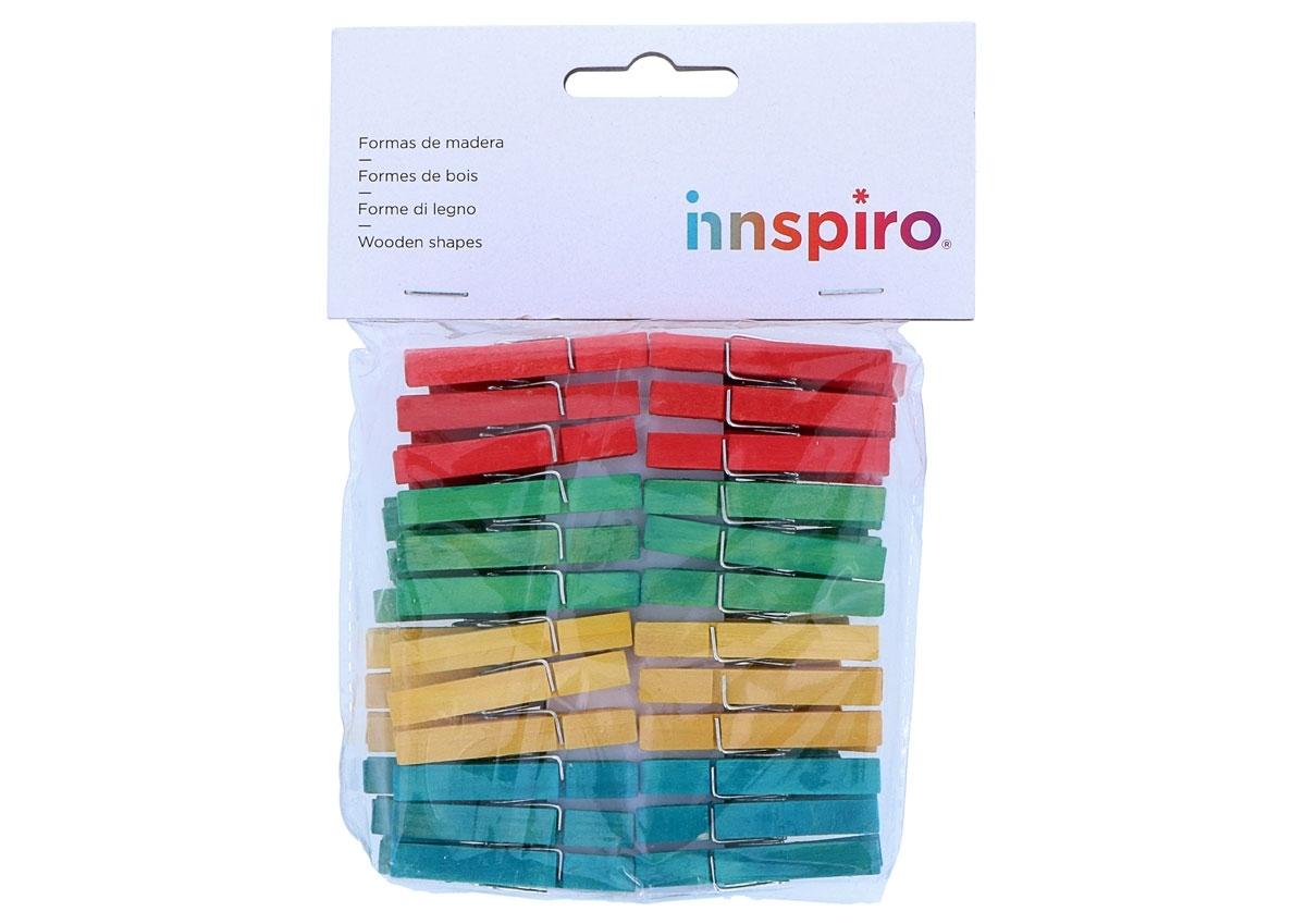 PINZAS MADERA MIX COLORES 48X7MM 48UND. INSPIRO