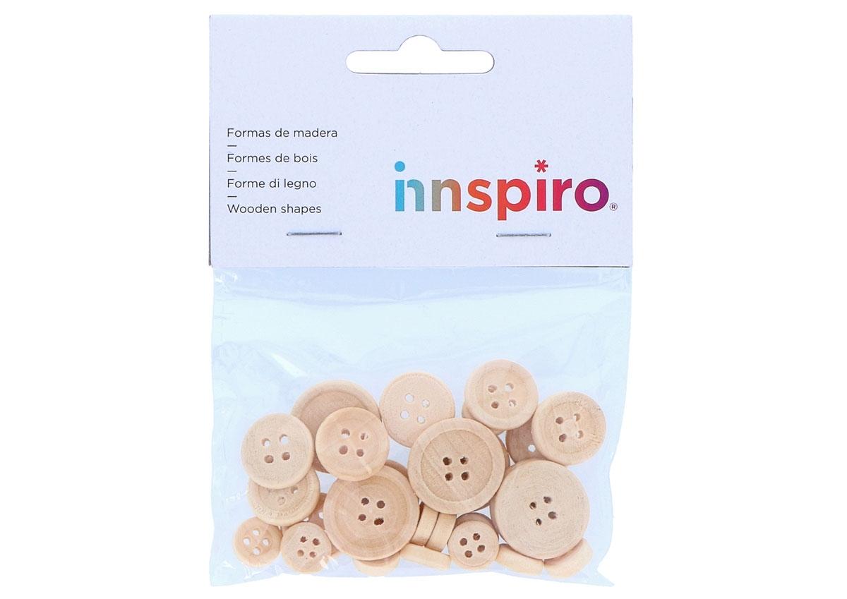 BOTONES DE MADERA NATURAL MEDIDAS SURT. 30UND