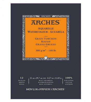 BLOCK ACUARELA A4 ARCHES 300gr GRANO FINO Y GRUESO