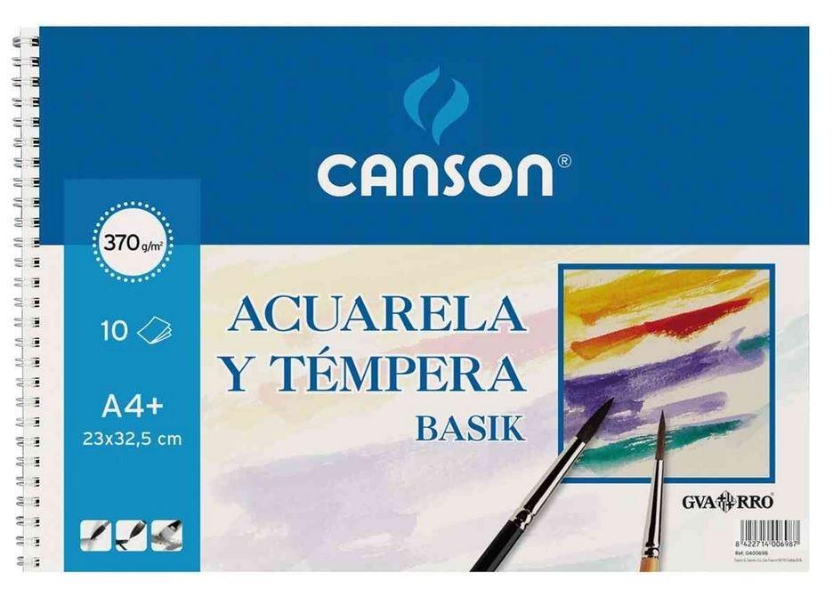 BLOCK DIBUJO ACUARELA A4+ 23X32.5mm 370gr CANSON BASIK
