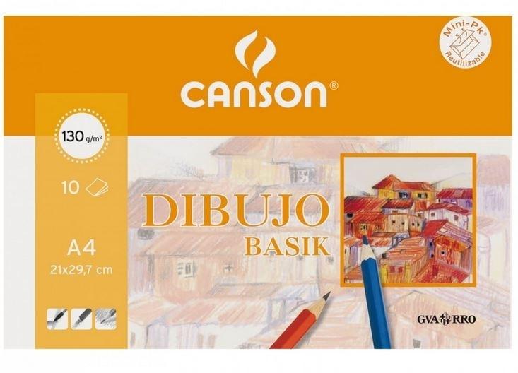 LAMINA DIBUJO A4 LISO 130G PACK 10H BASIK