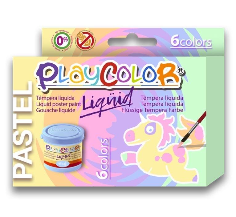 TEMPERA BASIC PLAYCOLOR LIQUIDA PASTEL 6 COLORES