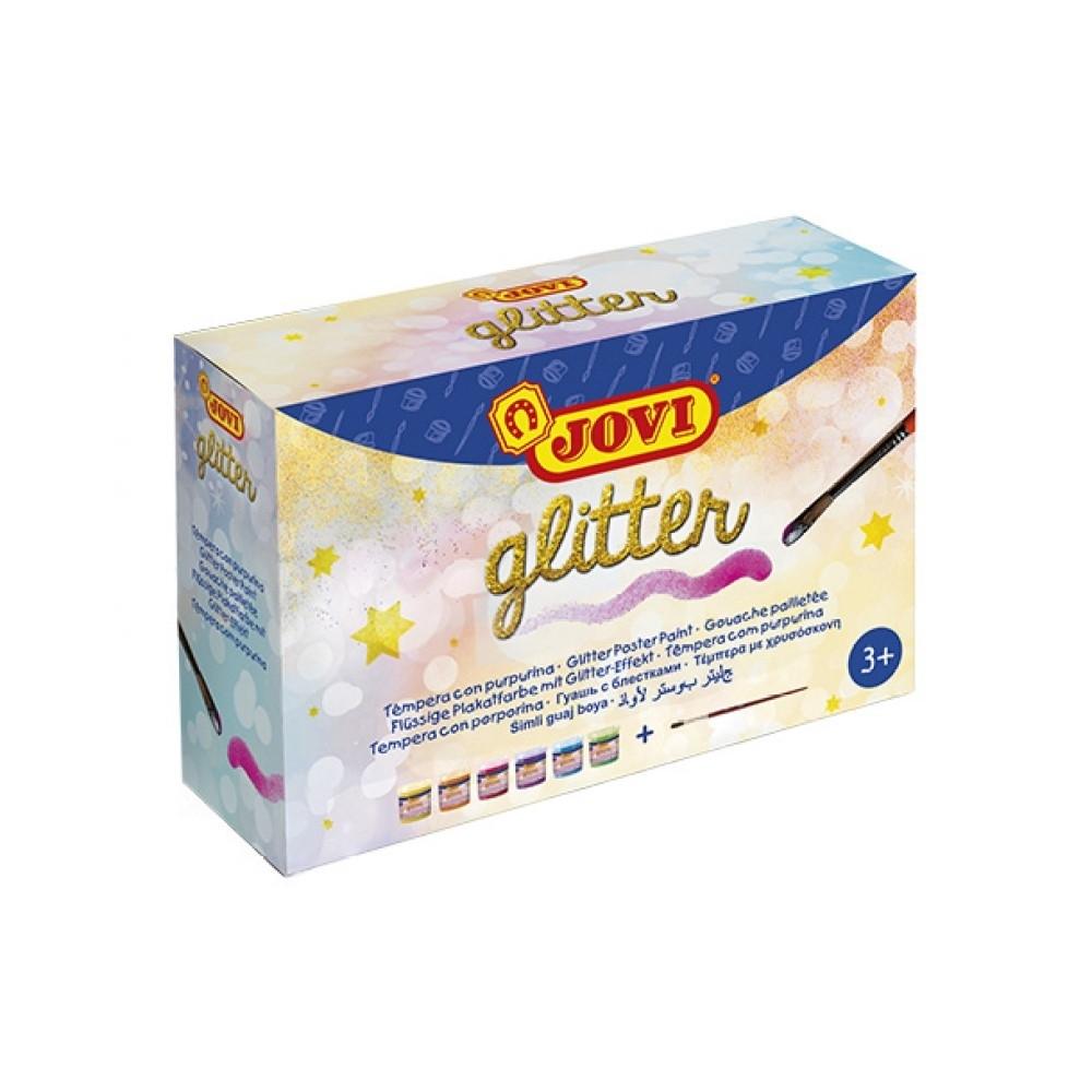 TEMPERA GLITTER PACK 6UDS JOVI 55ML