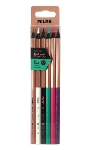 LAPIZ MADERA NEGRA METALIZADOS 6COL.MILAN