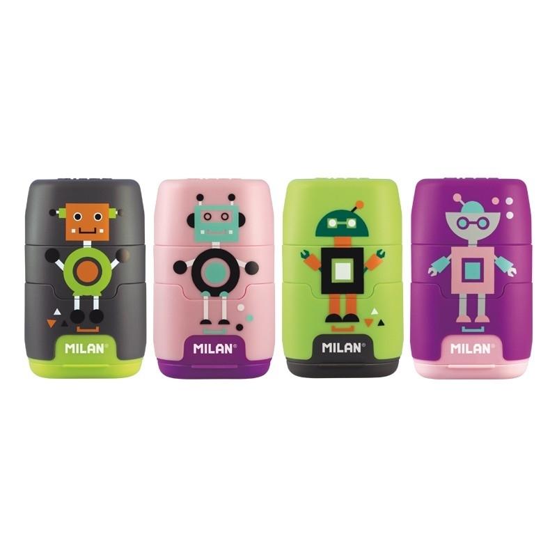 AFILADOR 2 BOCAS+GOMA MILAN HAPPY BOTS