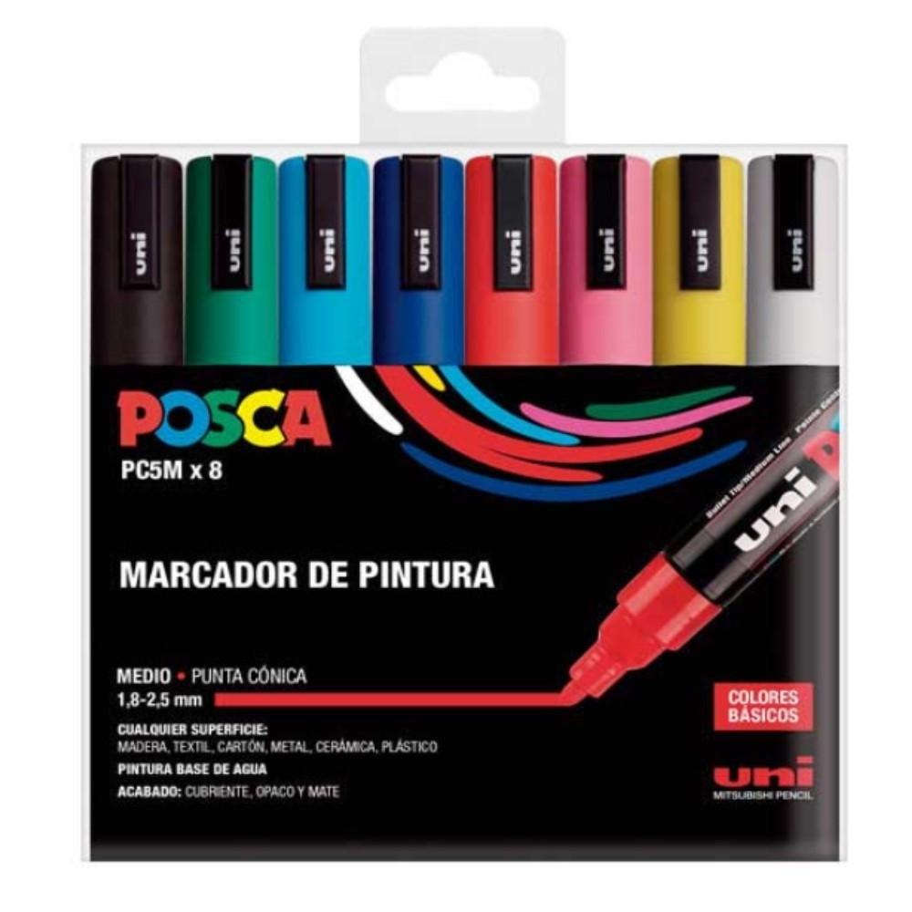 ESTUCHE 8 COLORES POSCA 5M 1,8mmX2,5mm