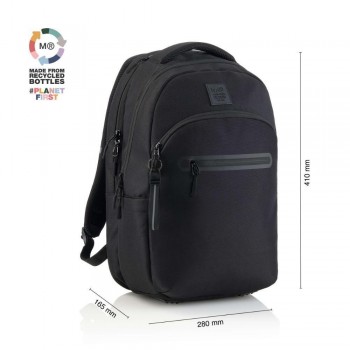 MOCHILA MIQUELRIUS TRIPLE OSLO RECICLADO RAW NEGRA