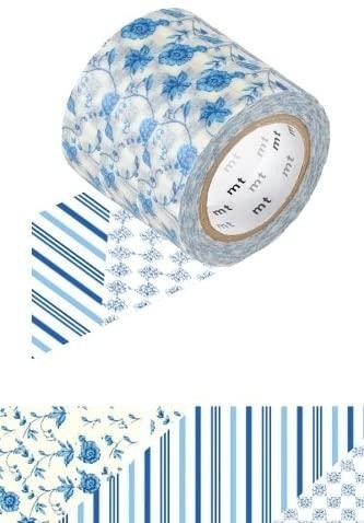 CINTA WASHI TAPE MTCASA FLORES AZUL OSCURO