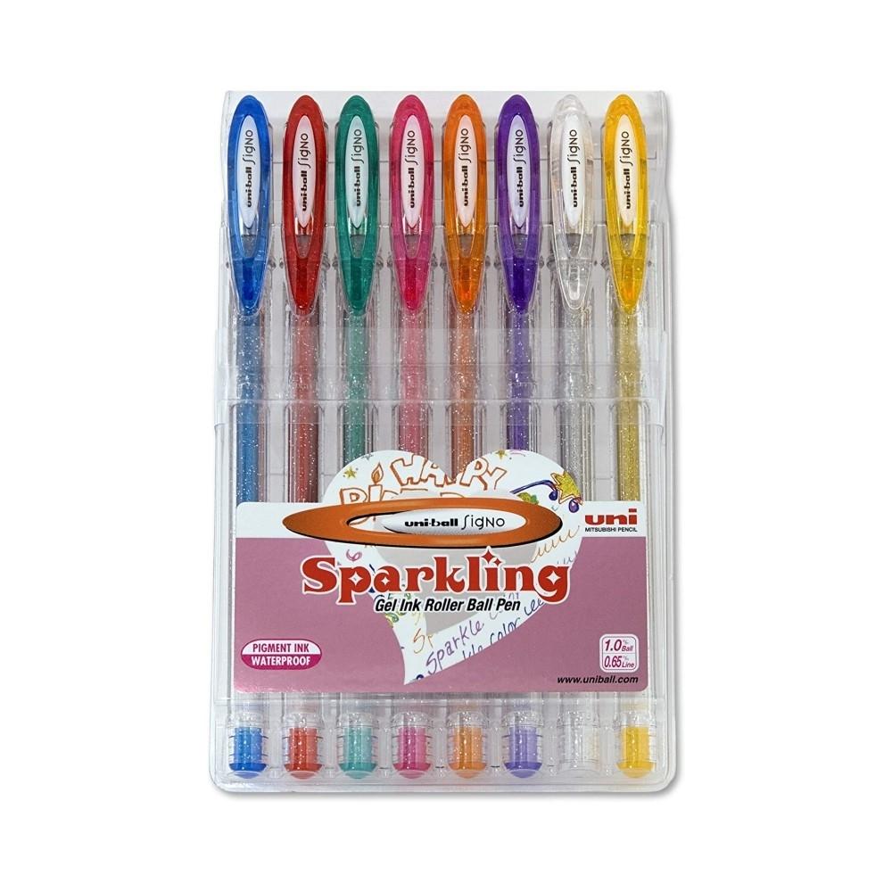 ESTUCHE 8UD BOLIGRAFOS UNIBALL SIGNO SPARKLING PURPURINA