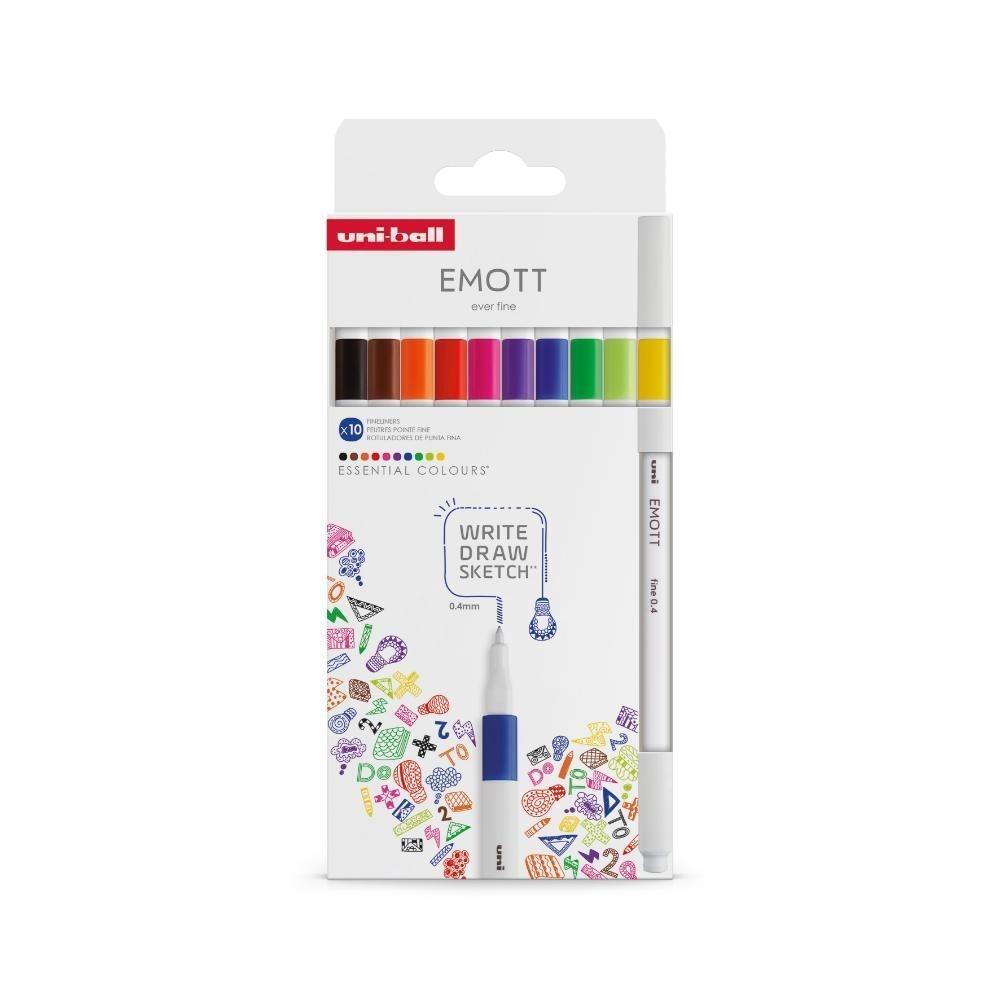 CAJA ROTULADORES UNI EMOTT PUNTA FINA 10 COLORES