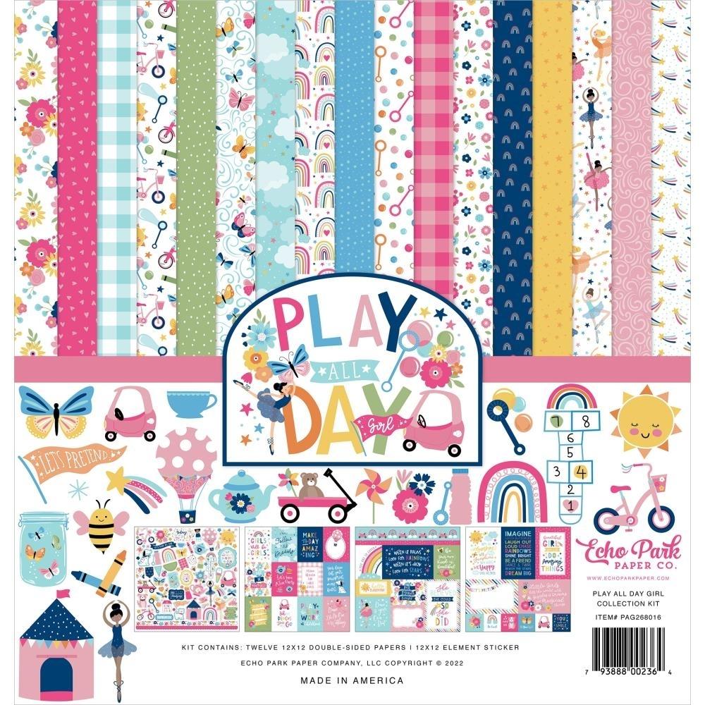BLOCK DE 12 LAMINAS 30X30 + HOJA PEGATINAS PLAY ALL DAY GIRL
