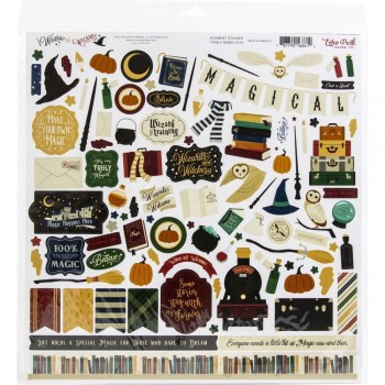 BLOCK DE 12 LAMINAS 30X30 + HOJA PEGATINAS WITCHES AND WIZARDS