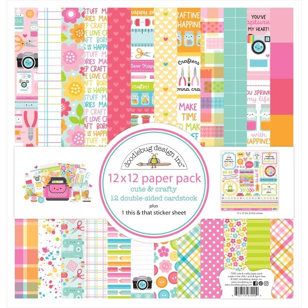 BLOCK DE 12 LAMINAS 30X30 + HOJA PEGATINAS CUTE & CRAFTY